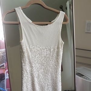 Adrianna Papell White Sequin Evening Dress